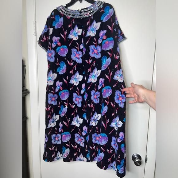 Vintage MUNA COUTURE Custom Made Beaded Lined Fully Silk Dress Sz 16-18 - Picture 10 of 10